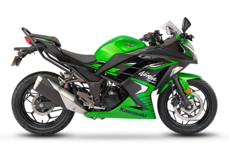 It gets three new colours - two different green shades and one black colour. Kawasaki Ninja 300 green colour side static